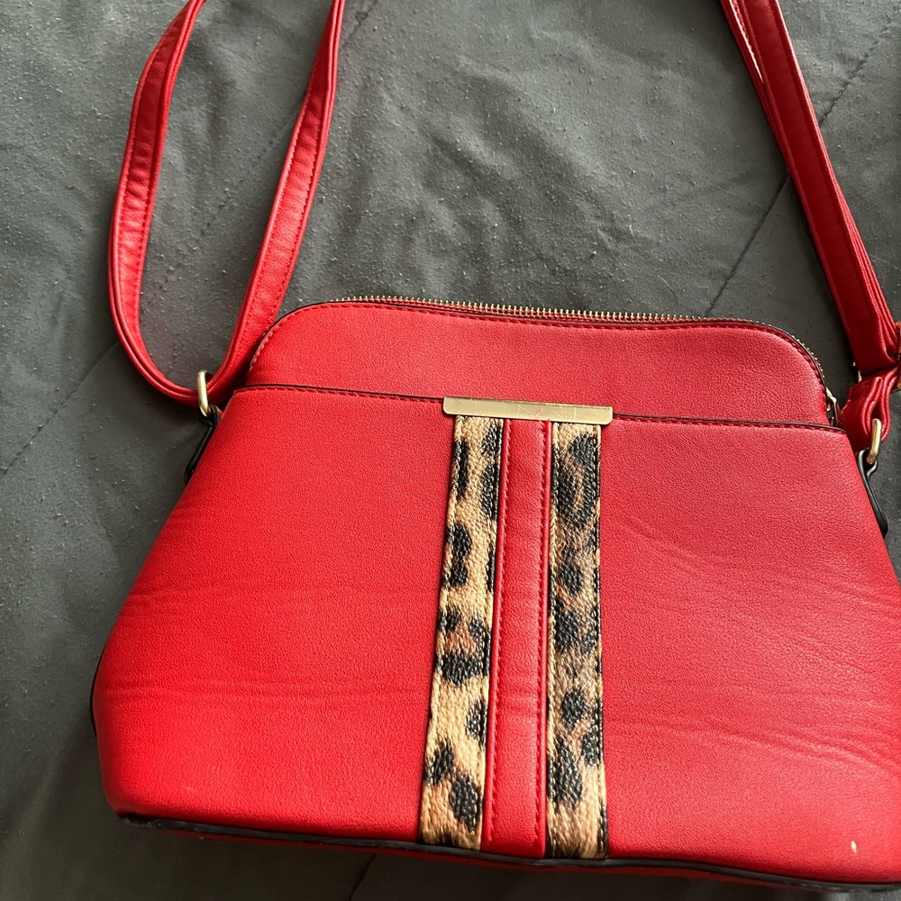 A cheetah print bag